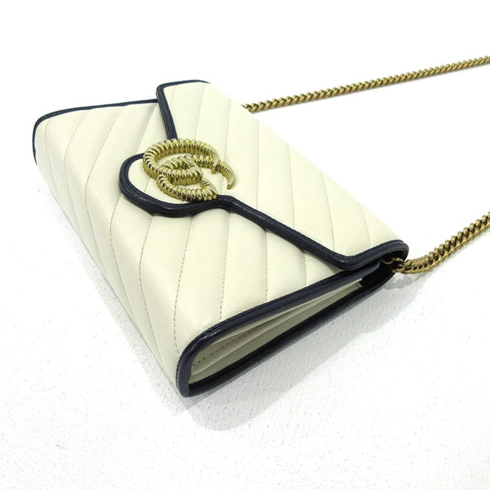 Gucci GG Marmont Chain Wallet Shoulder Bag Ivory - Picture 3 of 7